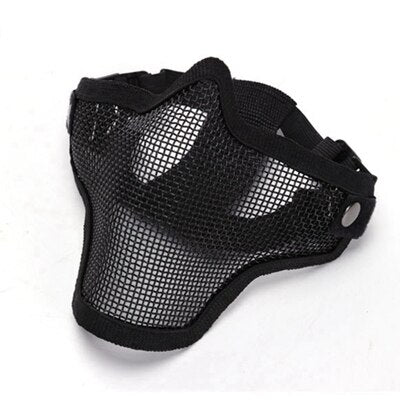 New Tactical Airsoft Mask Half Face Metal Steel Net Mesh Hunting Military CS Halloween Party Cosplay Mask Paintball Accessories - KiwisLove