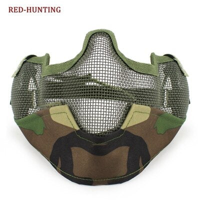 Outdoor Sports Steel Mesh Half Face Protective Mask Hunting Metal Wire Half Face CS - KiwisLove