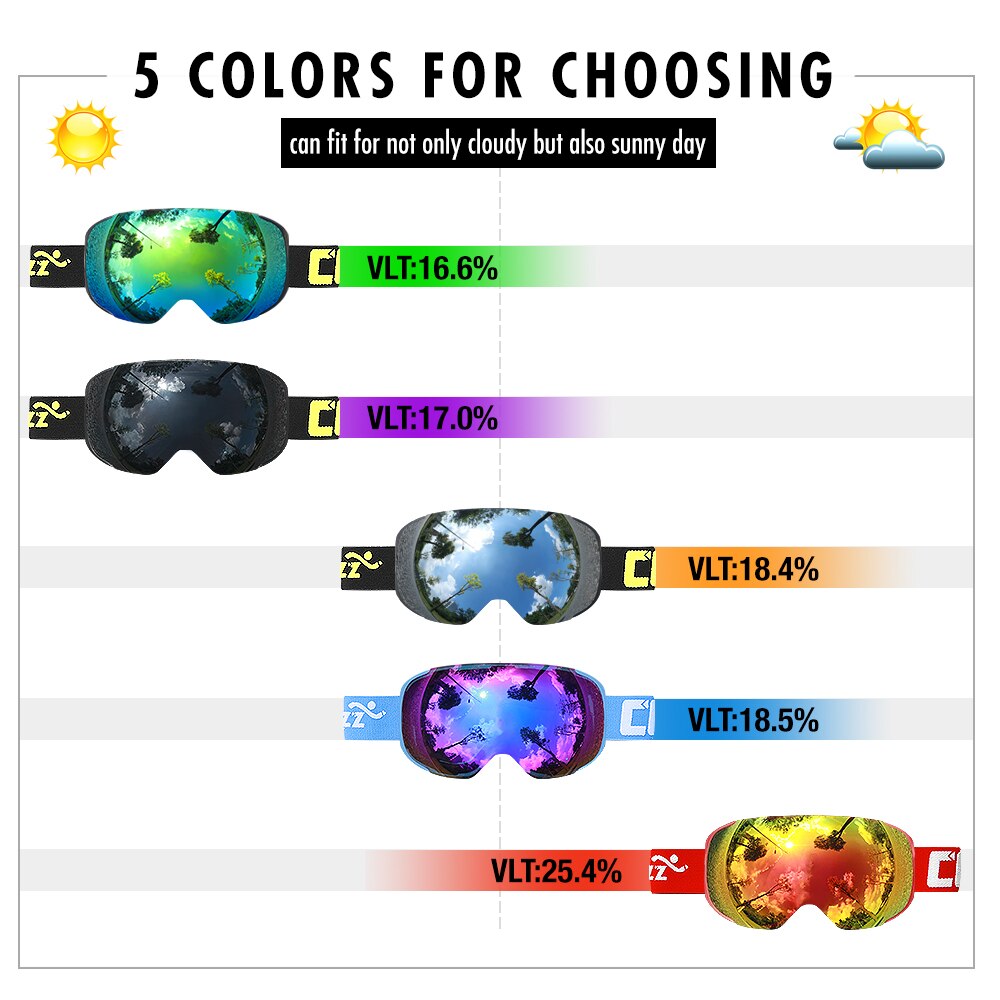 COPOZZ brand ski goggles replaceable magnetic lenses UV400 anti-fog snow ski mask skiing men women snowboard goggles GOG-2181 - KiwisLove