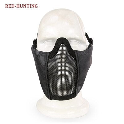 Airsoft Paintball CS Mask Adjustable Elastic Belt Strap  Tactical Foldable Half Face Mesh Mask - KiwisLove