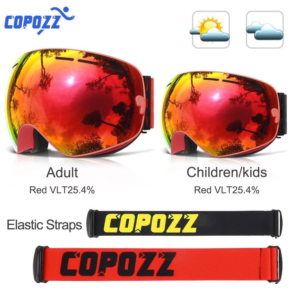 COPOZZ Parent Child Ski Goggles 2 Pack Set Snowboard Anti fog Skiing Glasses UV400 for Famliy Men Women Kids Sport Snow Eyewear - KiwisLove
