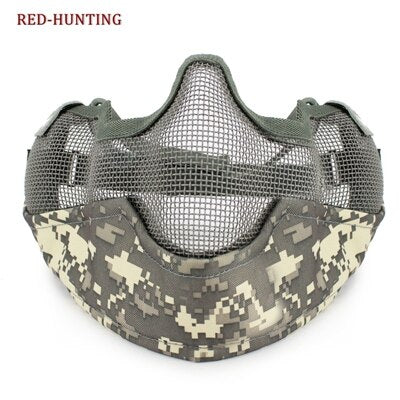 Outdoor Sports Steel Mesh Half Face Protective Mask Hunting Metal Wire Half Face CS - KiwisLove