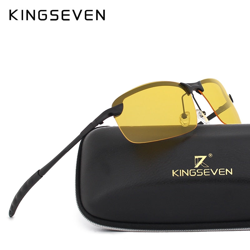 KINGSEVEN Night Vision Goggles Driving Polarized Sunglasses for men's car Driving Glasses Anti-glare Alloy Frame glasses night - KiwisLove