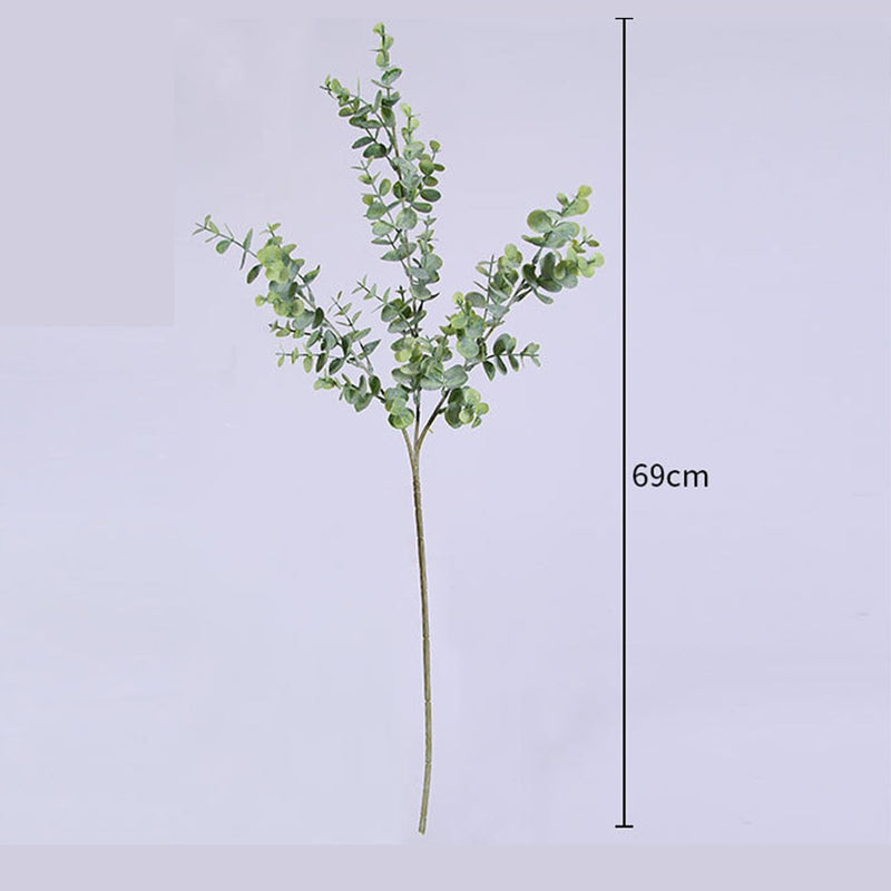 artificial plastic plants leaves tree green eucalyptus branch for garden wedding decoration faux fake foliage christmas decor - KiwisLove