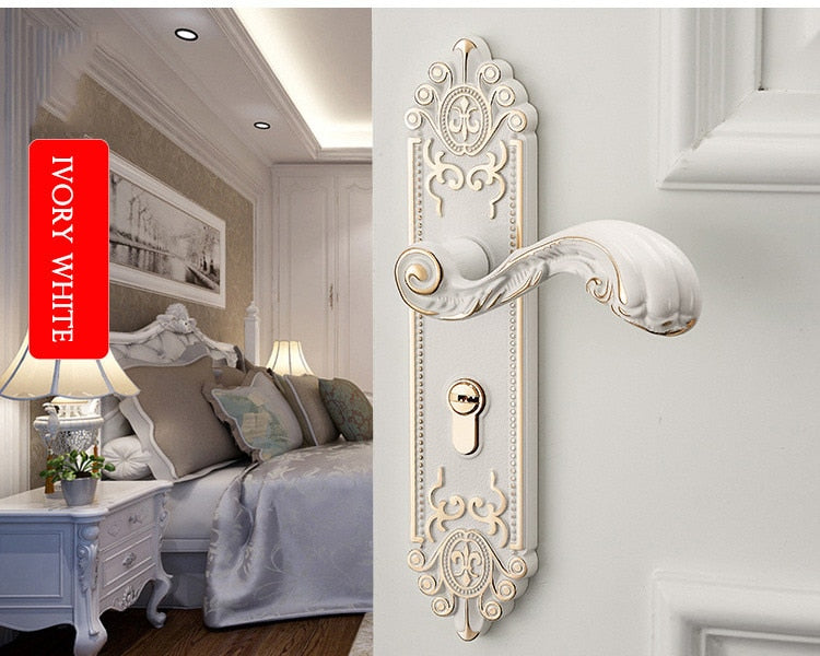 KAK European Style Mute Room Door Lock Handle Fashion Interior Door Knobs Lock Luxurious Anti-Theft Gate Lock Furniture Hardware - KiwisLove