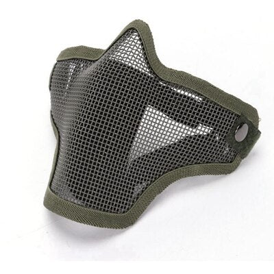 New Tactical Airsoft Mask Half Face Metal Steel Net Mesh Hunting Military CS Halloween Party Cosplay Mask Paintball Accessories - KiwisLove