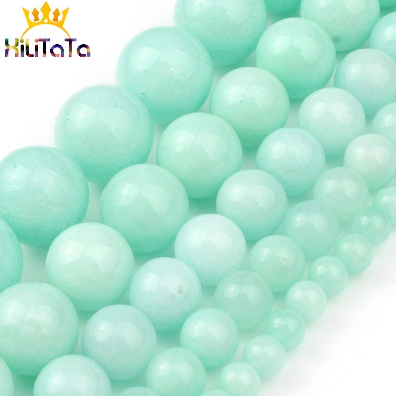 Free Shippig Natural Blue Amazonite Stone Beads Round Loose Spacer Beads For Jewelry Making 4/6/8/10/12mm DIY Bracelets 15inches - KiwisLove