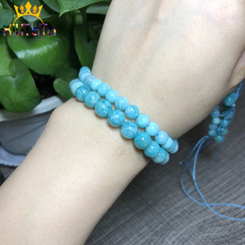 Natural Round Genuine Amazonite Beads Loose Stone Beads For Jewelry Making DIY Bracelet Necklace Accessories 15inches 6/8/10mm - KiwisLove