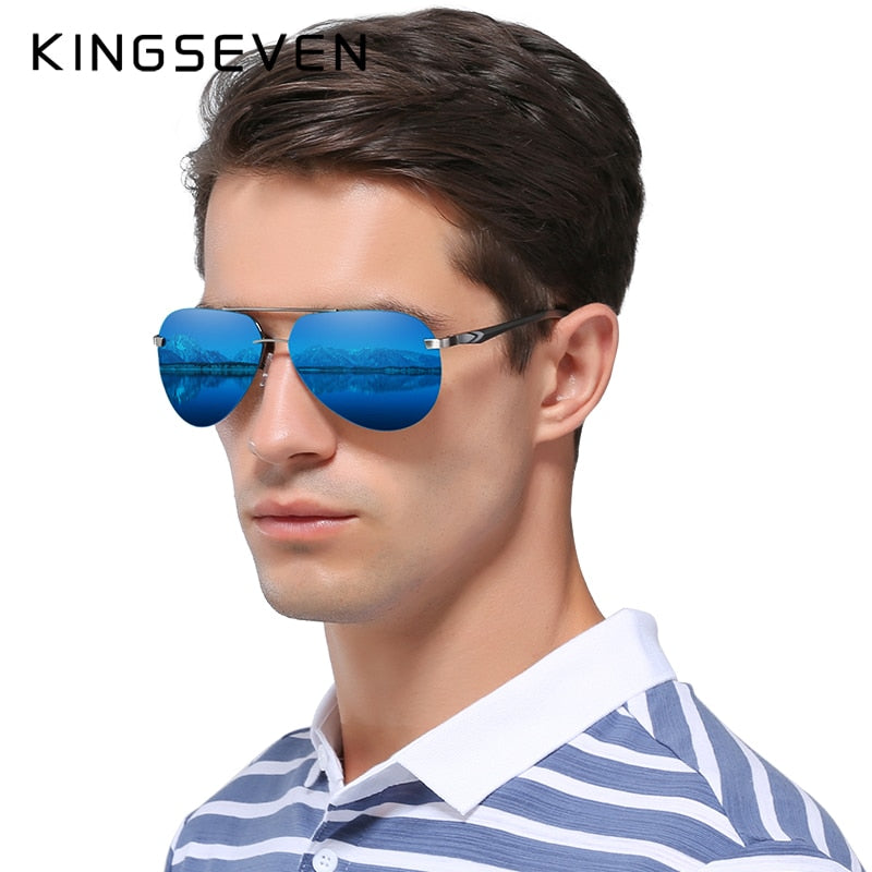 KINGSEVEN BRAND DESIGN Aluminum Pilot Polarized Sunglasses Men Vintage Metal Frame Driving Sunglasses Male Goggles - KiwisLove