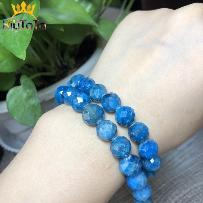 Natural Gem Faceted Blue Apatite Stone Beads Loose Spacer Beads For Jewelry Making DIY Bracelets Accessories 15"Strand 6/8/10mm - KiwisLove