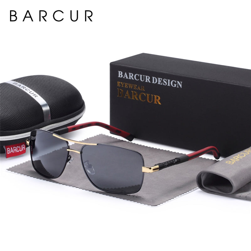 BARCUR Rectangle Polarized Sunglasses Driving Glasses Men Sun glasses Colored Lenses for Eyes Vintage Glasses oculos shades - KiwisLove