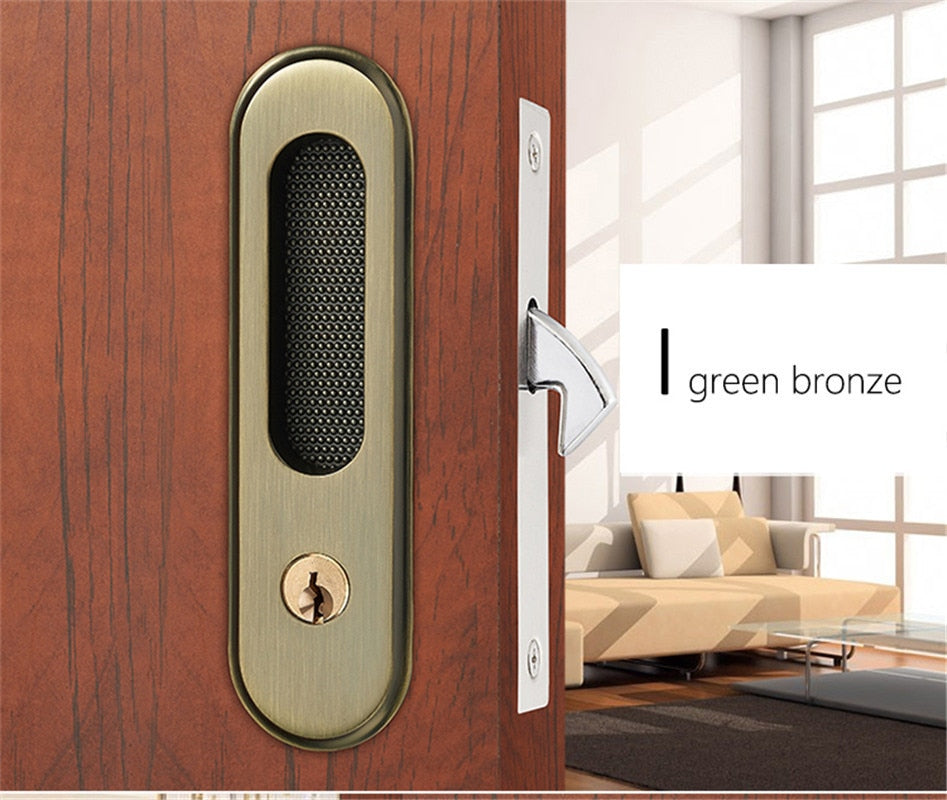 KAK Mute Mortice Sliding Door Lock Hidde Handle Interior Door Pull Lock Modern Anti-theft Room Wood Door Lock Furniture Hardware - KiwisLove