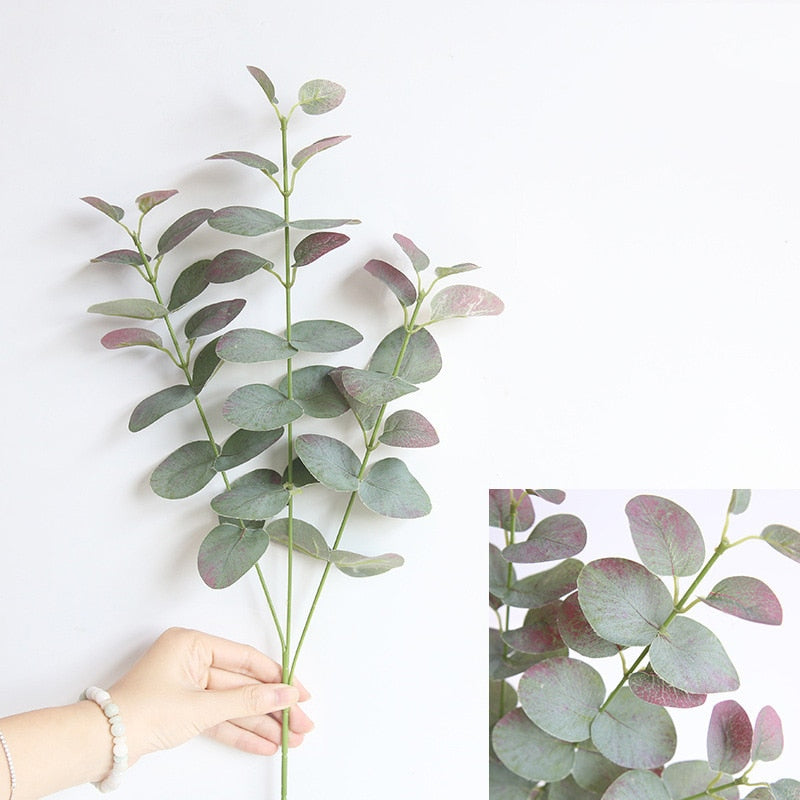 Artificial Leaves Branch Retro Green Silk Eucalyptus Leaf for Home Decor Wedding Plants Faux Fabric Foliage Room Decoration 68CM - KiwisLove