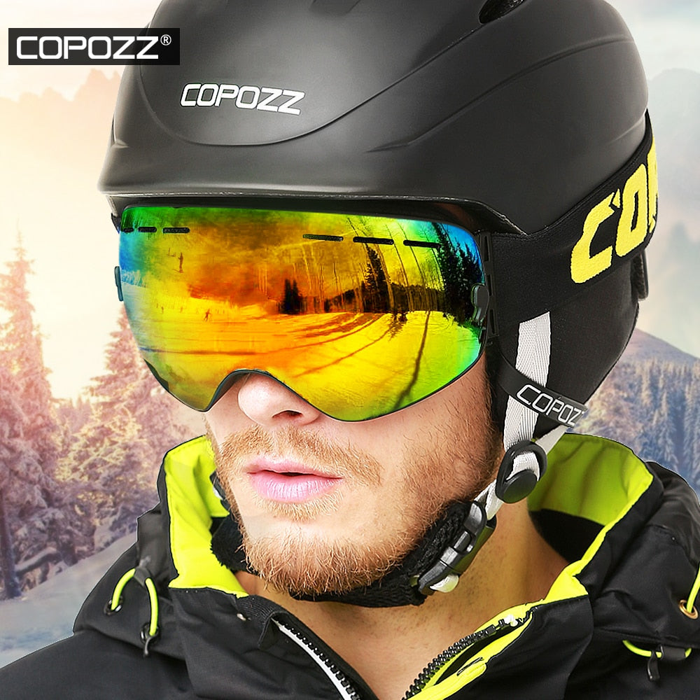 COPOZZ Ski Goggles with Box Case Ski Mask UV400 Anti-fog Snow Goggles Big Spherical Skiing Snowboarding for Women Men - KiwisLove