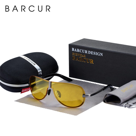 BARCUR Night Vision Glasses Driver Sun glasses Male Polarized sunglasses Black Night Vision Glasses Men Accessories - KiwisLove