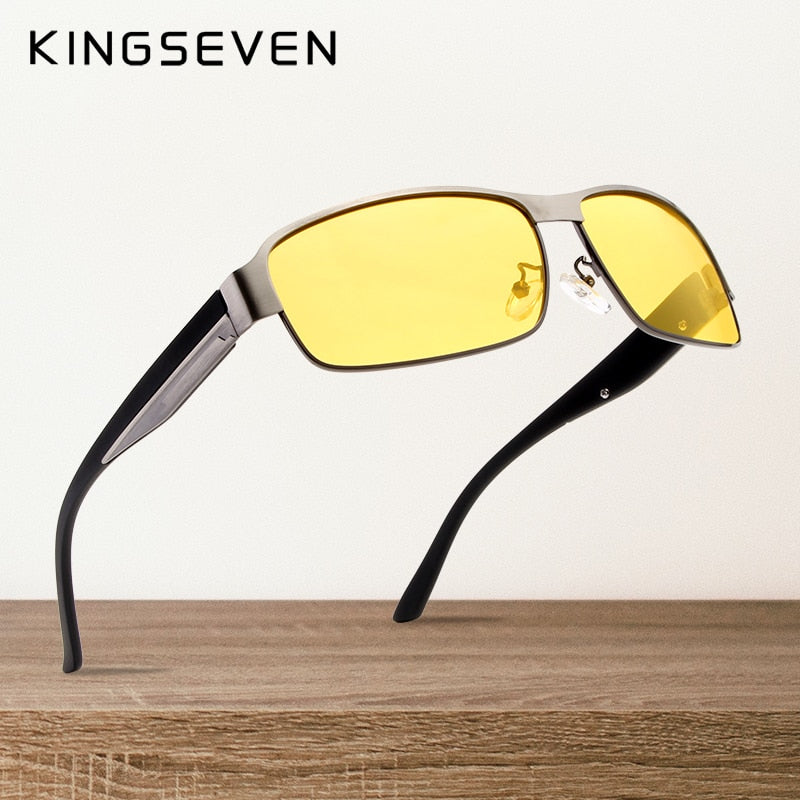 KINGSEVEN Night Vision Sunglasses Men Goggles Yellow Driving Eyewear Man Polarized Sun glasses for Night gafas de sol - KiwisLove