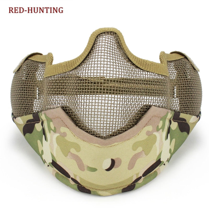 Outdoor Sports Steel Mesh Half Face Protective Mask Hunting Metal Wire Half Face CS - KiwisLove