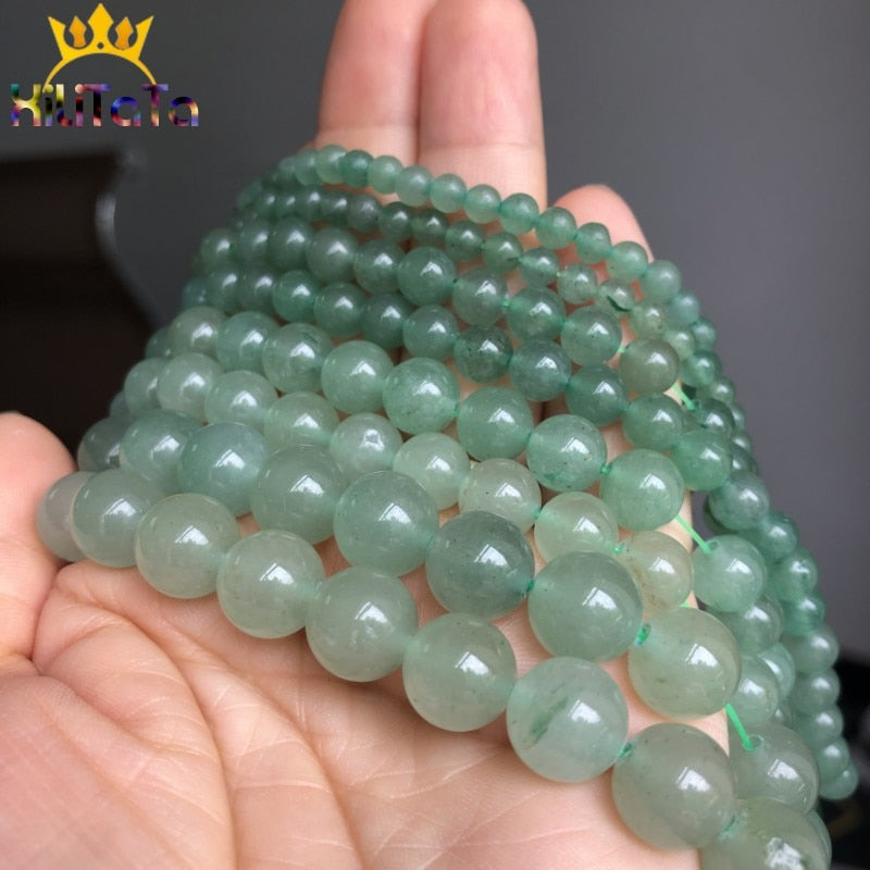 Natural Green Aventurine Jades Stone Round Loose Spacer Beads For Jewelry Making 4/6/8/10/12mm DIY Bracelets Necklace 15&quot; Strand - KiwisLove