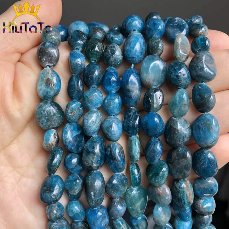 8-10mm Irregular  Natural Blue Apatite Beads Loose Stone Beads For Jewelry Making DIY Bracelet Necklace Charms Accessories 15&#39;&#39; - KiwisLove