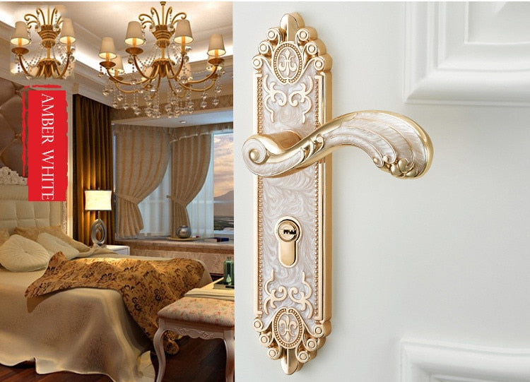 KAK European Style Mute Room Door Lock Handle Fashion Interior Door Knobs Lock Luxurious Anti-Theft Gate Lock Furniture Hardware - KiwisLove