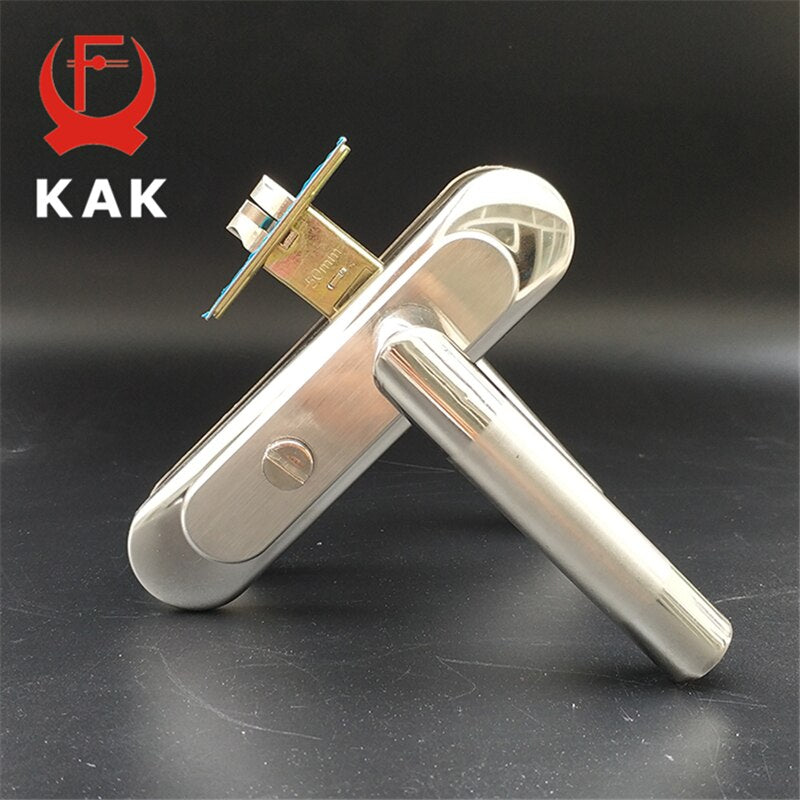 KAK Simple Washroom Door Lock Stailess Steel Interior Door Handle Lock Anti-theft Lock Bathroom Toilet Lock Furniture Hardware - KiwisLove