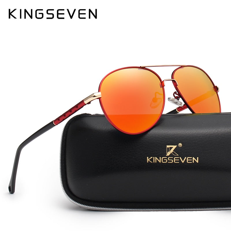 KINGSEVEN Brand Design Pilot Sunglasses Men and Women Polarized Mirror Hollow Frame UV Glass Goggles For Driving Fishing N7866 - KiwisLove