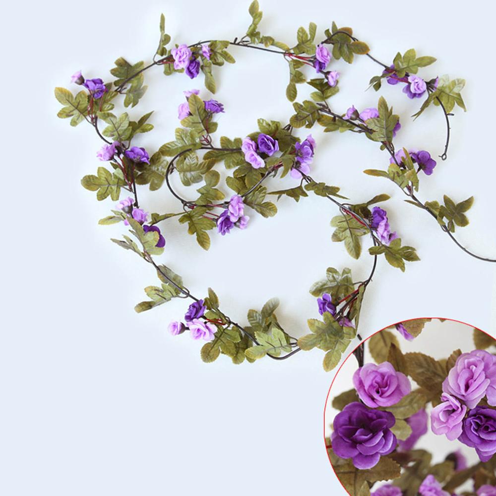 230cm/ 91in Silk Rose Wedding Decorations Ivy Vine Artificial Flowers Arch Decor with Green Leaves Hanging Wall Garland A0332 - KiwisLove