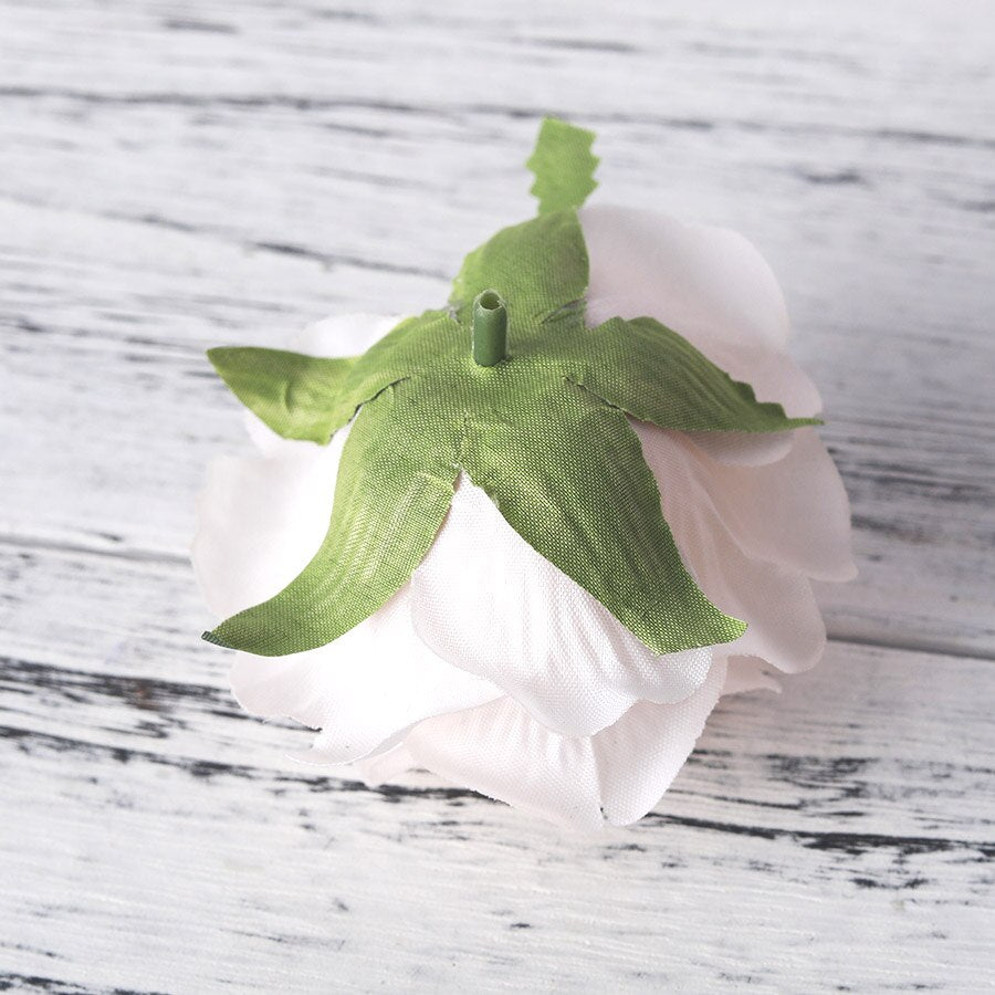 5pcs artificial roses white silk fake roses flower faux heads high quality DIY wedding home decoration scrapbook accessories - KiwisLove