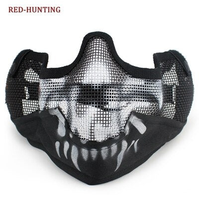 Outdoor Sports Steel Mesh Half Face Protective Mask Hunting Metal Wire Half Face CS - KiwisLove