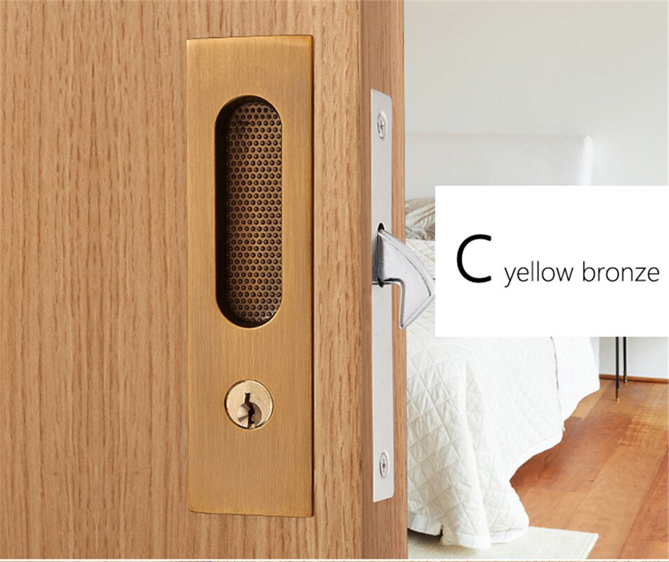 KAK Mute Mortice Sliding Door Lock Hidde Handle Interior Door Pull Lock Modern Anti-theft Room Wood Door Lock Furniture Hardware - KiwisLove