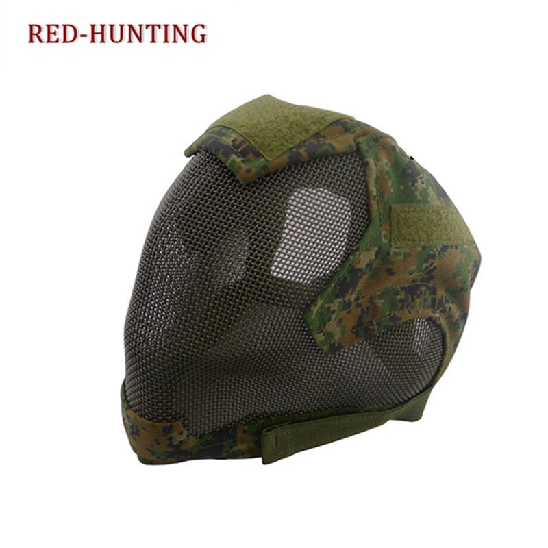 Hot Tactical Airsoft Full Face Mask Safety Metal Mesh War Game Steel Net Mesh Paintball Protection Gear Outdoor - KiwisLove