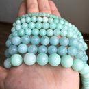 Natural Stone Blue Amazonite Round Loose Spacer Beads 4 6 8 10 12MM For Jewelry Making Fit DIY Bracelet Accessories 15&quot;Inches - KiwisLove