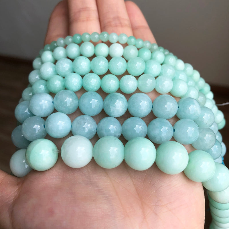 Natural Stone Blue Amazonite Round Loose Spacer Beads 4 6 8 10 12MM For Jewelry Making Fit DIY Bracelet Accessories 15&quot;Inches - KiwisLove