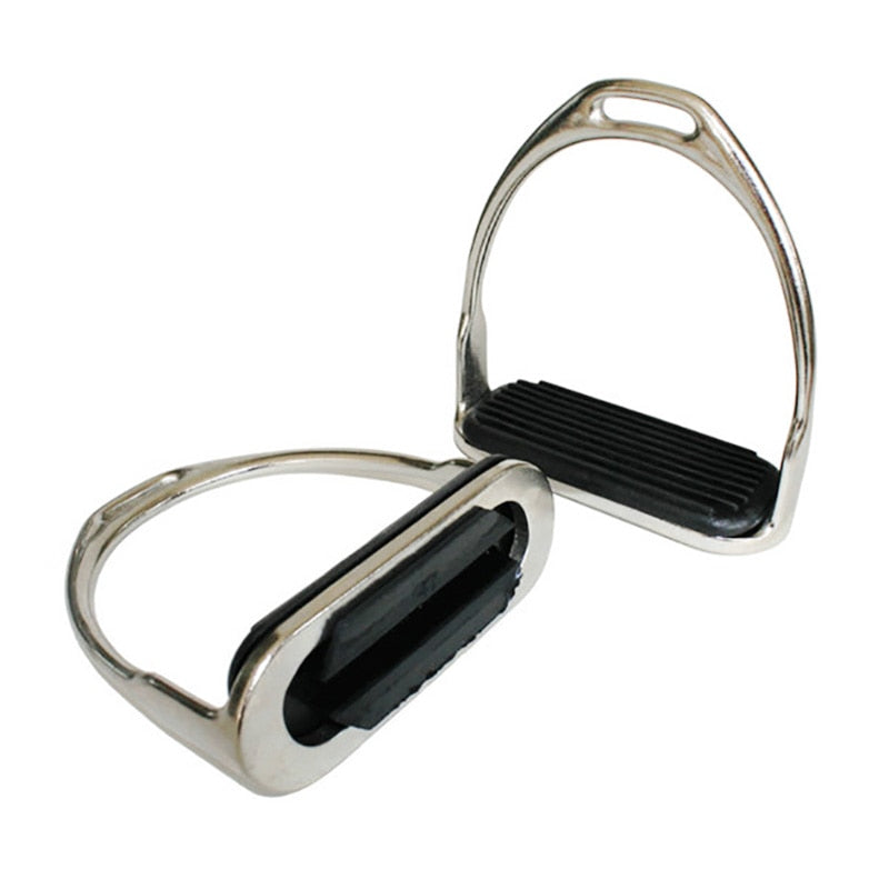 1 Pair Stainless Horse Stirrup Equestrian Stirrups Horse Racing Equipment Anti-slip Rubber Treads - KiwisLove