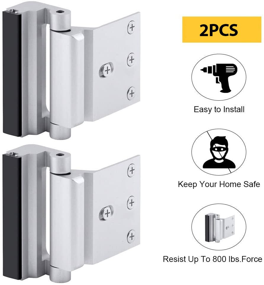 KAK Home Security Door Lock Childproof Door Reinforcement Lock with 3" Stop Withstand 800 lbs Upgrade Lock Defender Hardware - KiwisLove