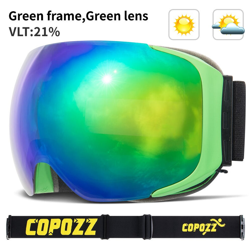 COPOZZ brand ski goggles replaceable magnetic lenses UV400 anti-fog snow ski mask skiing men women snowboard goggles GOG-2181 - KiwisLove