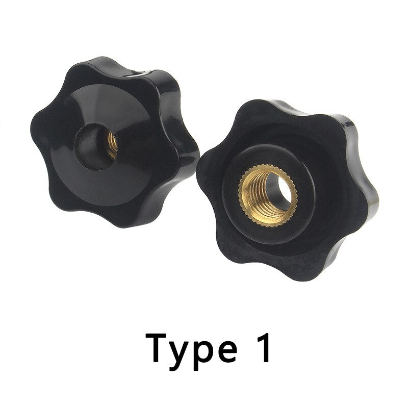 ZONSANTA Plum Bakelite Hand Tighten Nuts M4 M5 M6 M8 M10 Plastic Head Hand Nut Black Handle Thread Star Clamping Knob Manual Nut - KiwisLove