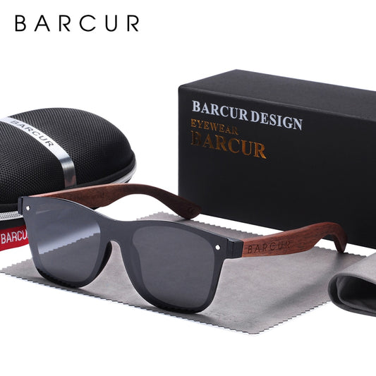 BARCUR Walnut Sunglasses for Men Polarized Wood Sun Glasses UV400 Oculos De Sol Masculino Feminino - KiwisLove