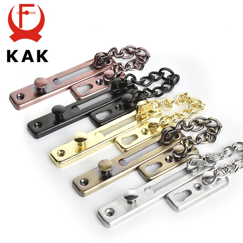 KAK 304 Stainless Steel Security Door Chain Lock Anti-theft Door Chain Door Latch Nail Free Glue Thicken Door Lock Hardware - KiwisLove