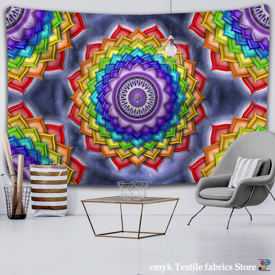 Colorful Wall Hanging Tapestries Indian Mandala Tapestry Hippie Chakra Tapestry Boho Decor Wall Cloth Yoga Mats Bohemian Fabric - KiwisLove