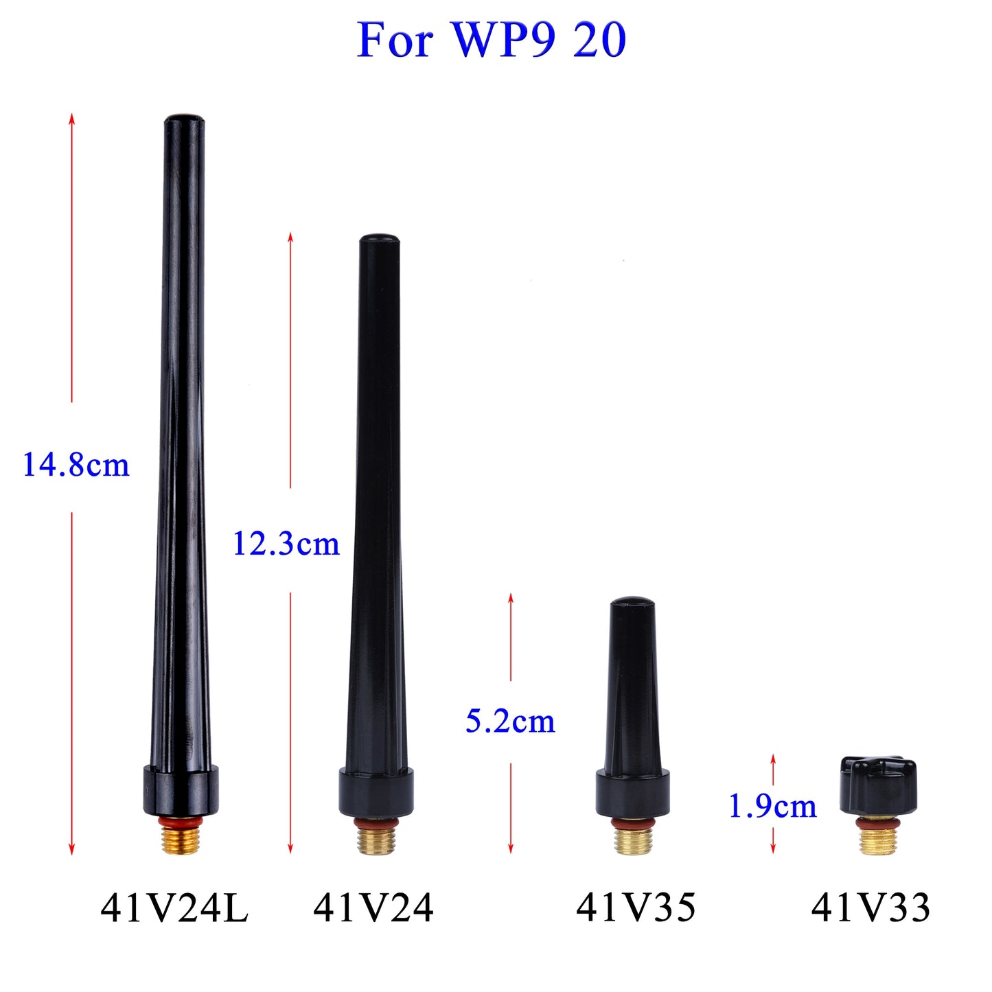 Set 41V33 41V35 41V24 41V24L 57Y04 57Y03 57Y02 TIG Welding Torch Extra Length/Long/Medium/Short Back Cap For WP9/17/20/18/25/26 - KiwisLove