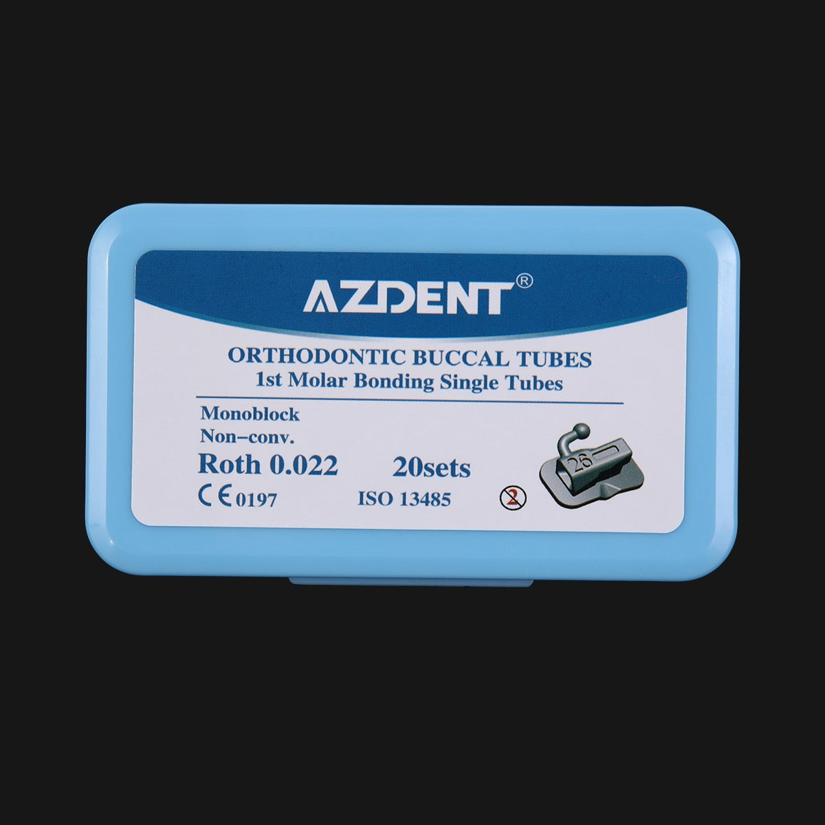 4Pcs/Set  20Sets=80Pcs AZDENT Dental Orthodontic Buccal Tubes 1st Molar Bondable Monoblock Non-Convertible Single Roth MBT 0.022 - KiwisLove