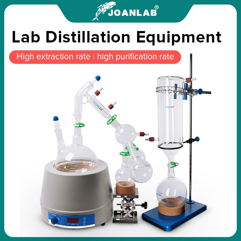 JOANLAB Official Store Lab Short Path Distillation Glass Apparatus With Magnetic Stirring And Heating Mantle And Cold trap 2L 5L - KiwisLove