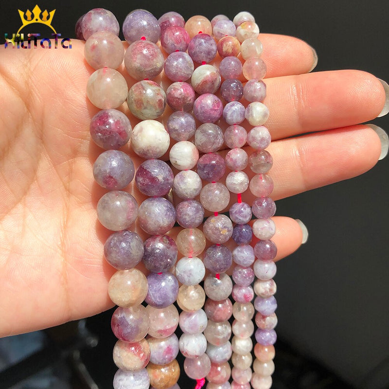 Natural Multicolor Tourmaline Mineral Beads 6 8 10mm Round Loose Stone Beads For DIY Jewelry Making Bracelet Accessories 15&#39;&#39;