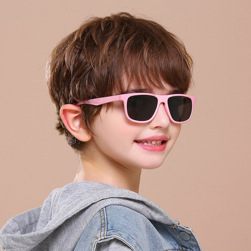 Kids Sunglasses Silicone Polarized Eyewear Fashion Outdoor Children's Sun Glasses UV400 Protection Boy Girl Cute Vintage ET8249 - KiwisLove