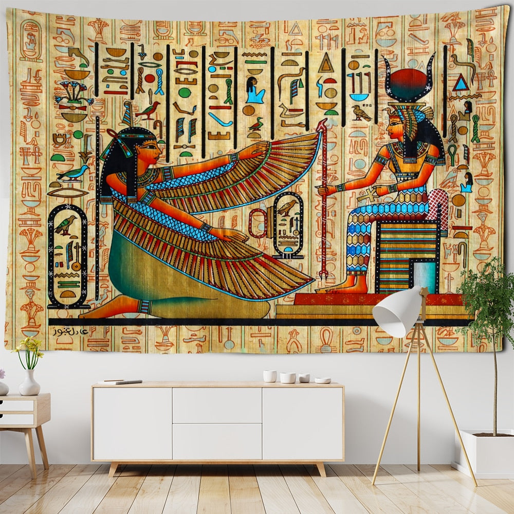 Egyptian Pyramid Tapestry Wall Hanging Ancient Civilization Figure Bohemian Hippie TAPIZ Wizardry Home Decor - KiwisLove