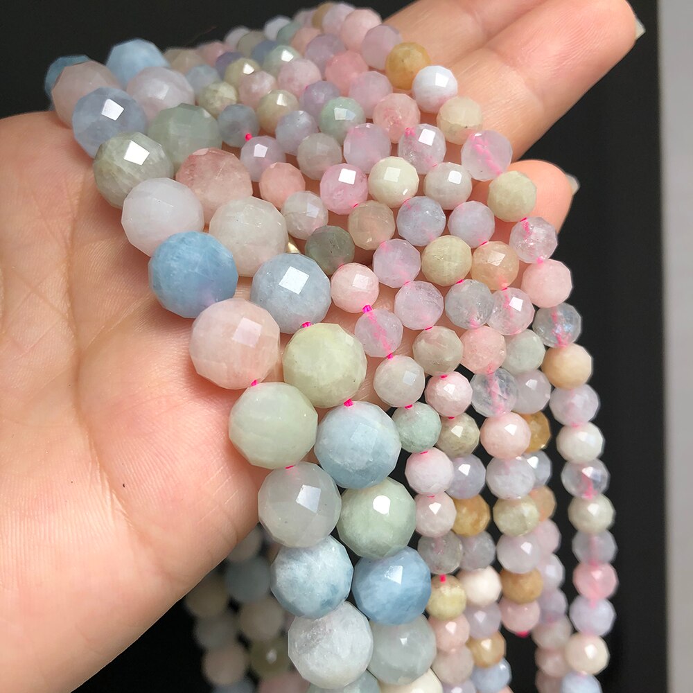 Natural Genuine Colorful Morganite Stone Beads Loose Spacer Beads For Jewelry Making DIY Bracelets Necklaces 15Inches 6/8/10mm - KiwisLove