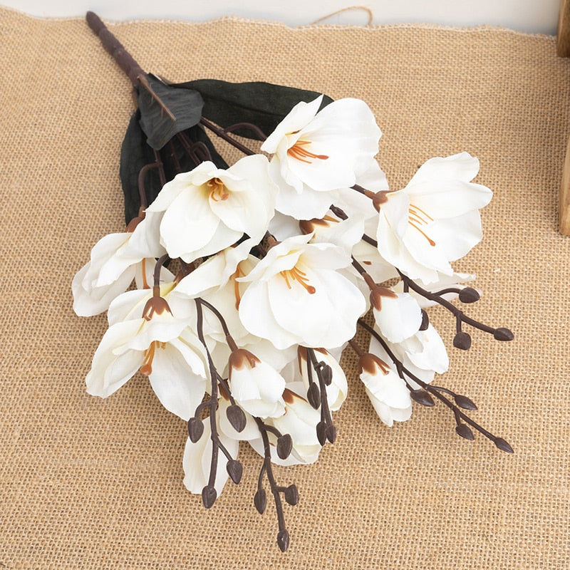 Silk Artificial Orchid Flowers Autumn Butterfly Fake Flower Wedding Home Christmas Decoration Living Room Plants Bouquet White - KiwisLove