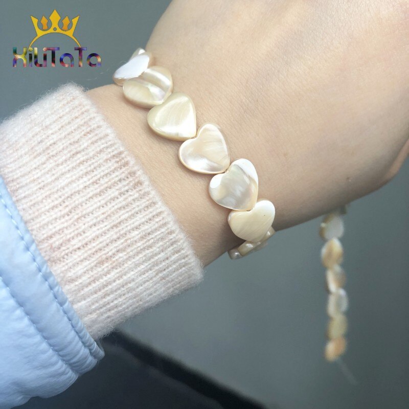 Natural Shell Pearl Beads Heart Shape Beige Loose Spacer Beads For Jewelry Making DIY Charms Bracelet Accessories 15&#39;&#39; Strands - KiwisLove