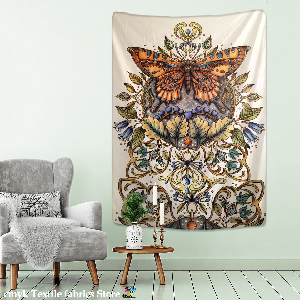Moon Phase Butterfly Tapestry Wall Hanging Psychedelic Mysterious Witchcraft Bohemian Style Aesthetics Room Home Decor - KiwisLove